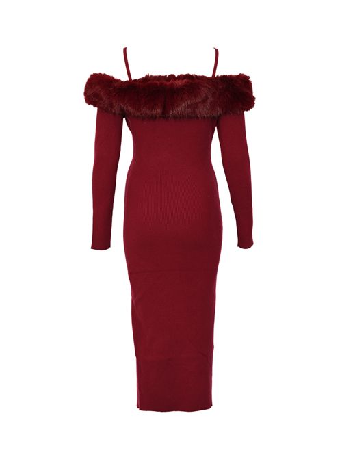 Abito maglia collo simil pelliccia Ciliegia NO SECRETS | 253NS068CILIEGIA